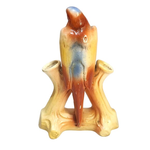Parrot Flower Bud Vase Colorful‎ Avian Bird Czechoslovakia Dime Mark 5.75" Tall - Picture 4 of 9